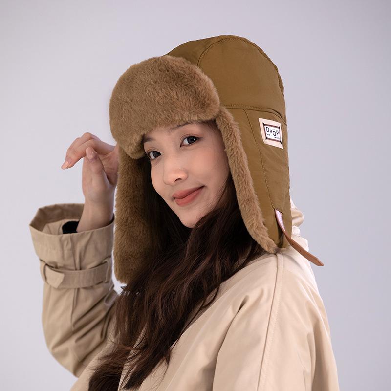 Winter New Thick Plush Hat, Warm and Windproof Hat, Outdoor Cold Resistant Cotton Lei Feng Hat
