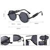 SHAUNA Retro Metal Punk Sunglasses Round Women Gothic Spring Steampunk Shades Men UV400