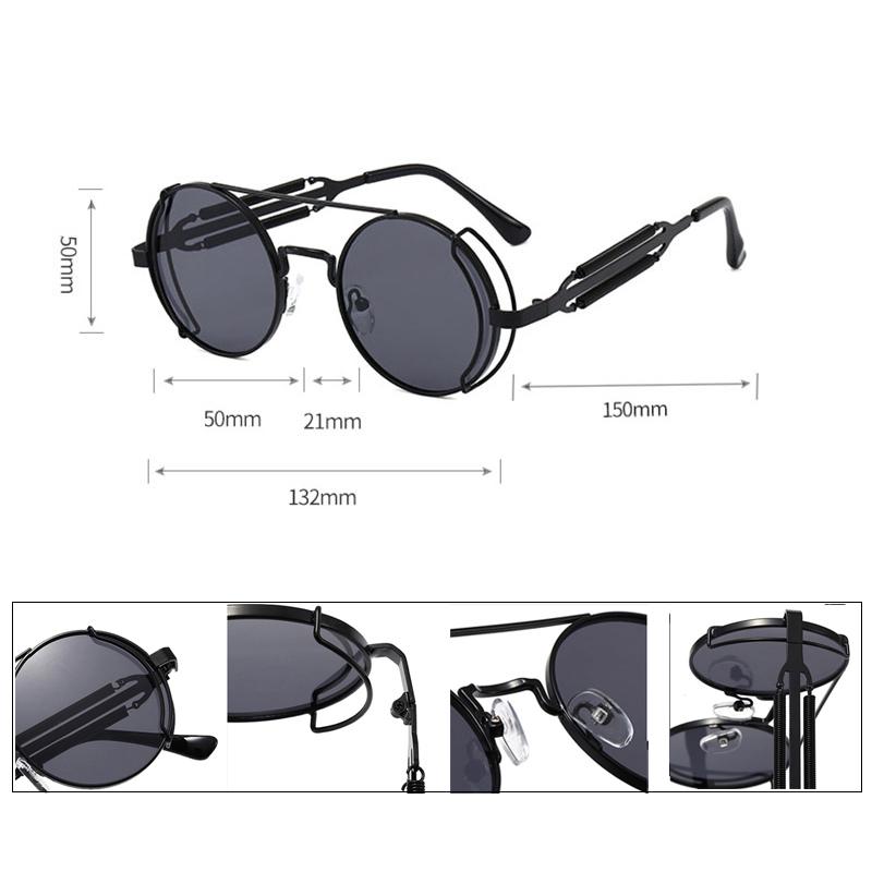 SHAUNA Retro Metal Punk Sunglasses Round Women Gothic Spring Steampunk Shades Men UV400