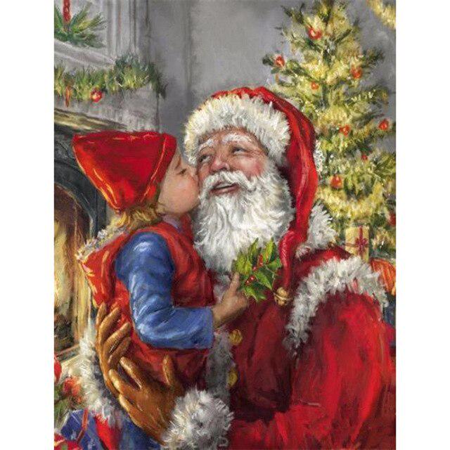 Santa Claus DIY 5D Diamond Painting Full Round Resin Scenery Diamond Embroidery Cross Stitch Kits Christmas Gift
