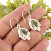 Green Amethyst Gemstone Earrings 925 Solid Silver Handmade Jewelry Gift For Wife EE-163-12