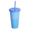 Color Changing Plastic Tumbler with Straw 24oz Reusable Cold Water Cup Leak-Proof Stackable Drinkware for Indoor Outdoor Use