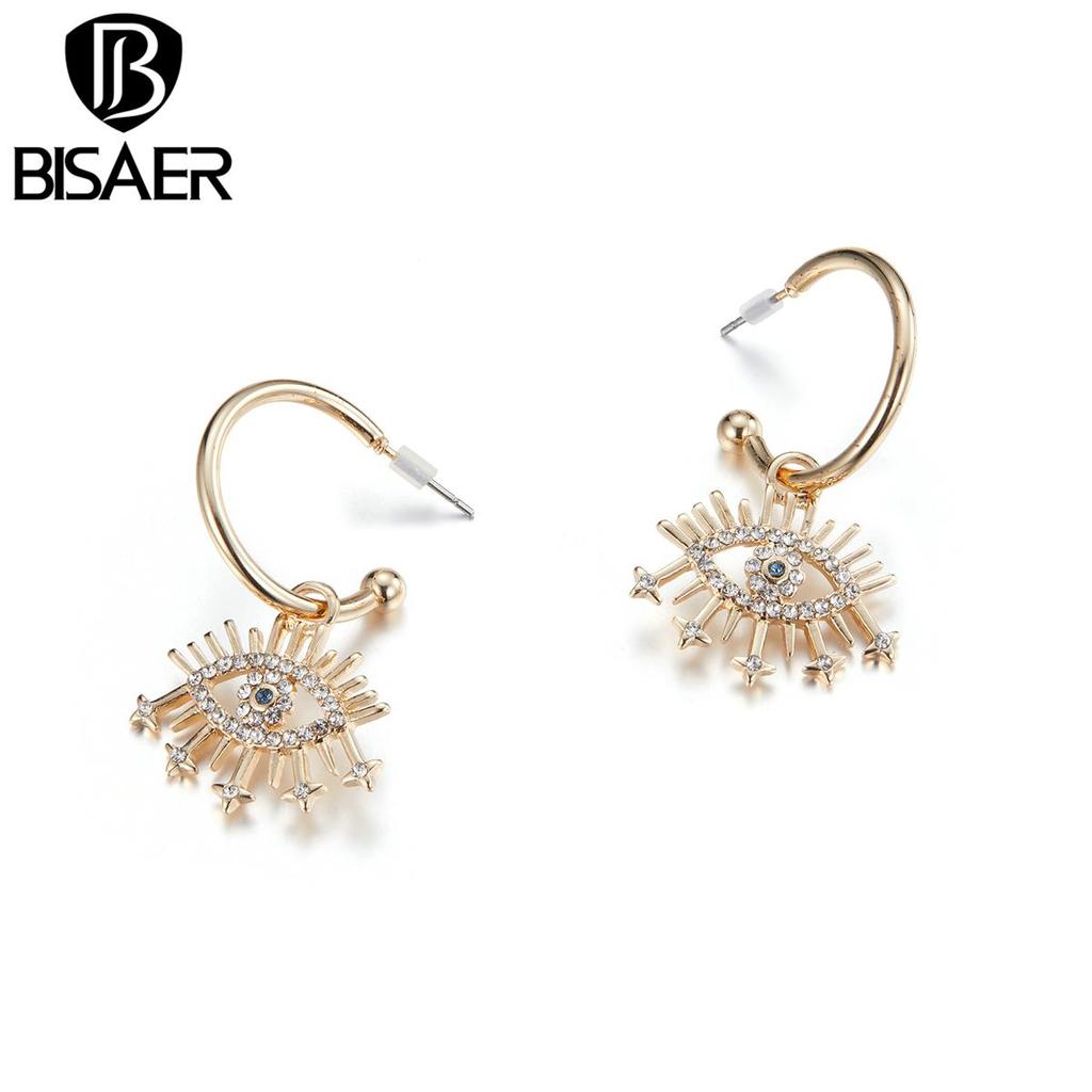 Bisaer Exquisite Shining Devil's Eyes Stud Earring for Ladyies High Jewelry