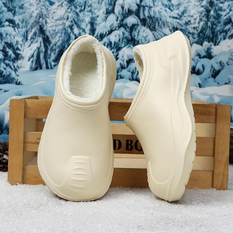 Platform Height Increase Men Plush Warm Chef Shoes Outdoor Garden Clogs Proffesional Waterproof Oilproof Non-Slip Kitchen Shoes
