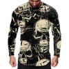 European and American Skull 3D Printed Men's Summer Breathable Sunscreen Long Sleeve T-shirt