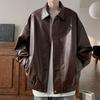 Men's Fashion Motorcycle Faux Leather Coat Loose Vintage  Jackets Pilot Jacket