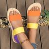 2024 New Women's Fashion Trend Anti-slip Wear-resistant Multi-color Matching Elastic Flat Sandals Imitation Straw Woven Linen Roman Sandals