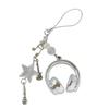 Trendy Headphone Shaped Keychain Bag Ornament Phone Lanyard Feature Star Music Notes for Students and Music Lovers