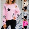 Ladies Fashion Sweater RoundNeck Stars Long Sleeve Knit Pullover Sweater