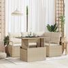 5-Piece Garden Sofa Set with Beige Cushions In Poly Rattan, 2-Seater Garden Sofa with Beige Cushions 3348817