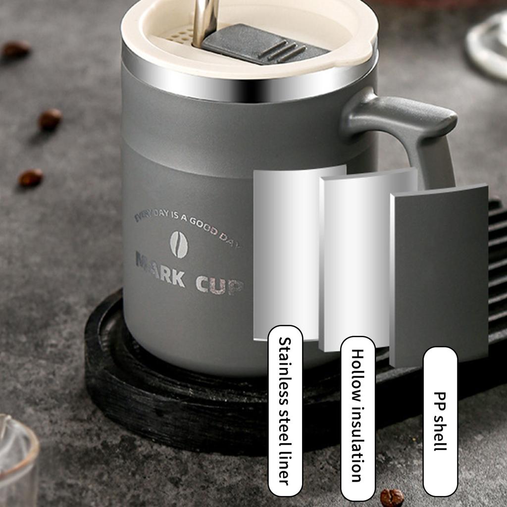 500ml Double Wall Insulated Coffee Mug With Handle School Office 304 Stainless Steel Sealed Drinking Cup Portable Drinkware