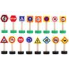 16pcs/set Wooden Traffic Signs for Preschool Learning and Train Track Play, Mini Traffic Signs Model Toy Road Block Children Safety Education Toy