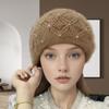 Korean-Style Pearl Headband Knitted Winter Slouchy Hat – Handmade Thick Warm Wool Hat for Women