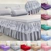 3 PCS Luxury Couple Mattress Cover Ruffle Skirt Quilt Elastic Fitted Single Double Bedspread On The Bed Sheet
