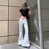 High-Waisted White Flared Jeans for Women - 2024 Autumn Slim Fit, Loose Wide-Leg Style.