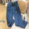 Autumn Blue Design Jeans Women's Korean Version of High-waisted Straight Wide-leg Pants