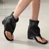 Fashion 2024 Fashion Shoes for Women Summer Slip On Women' Sandals Square Toe Solid Cover Heel Open Toe Chunky Heels Roman Thong Sandals