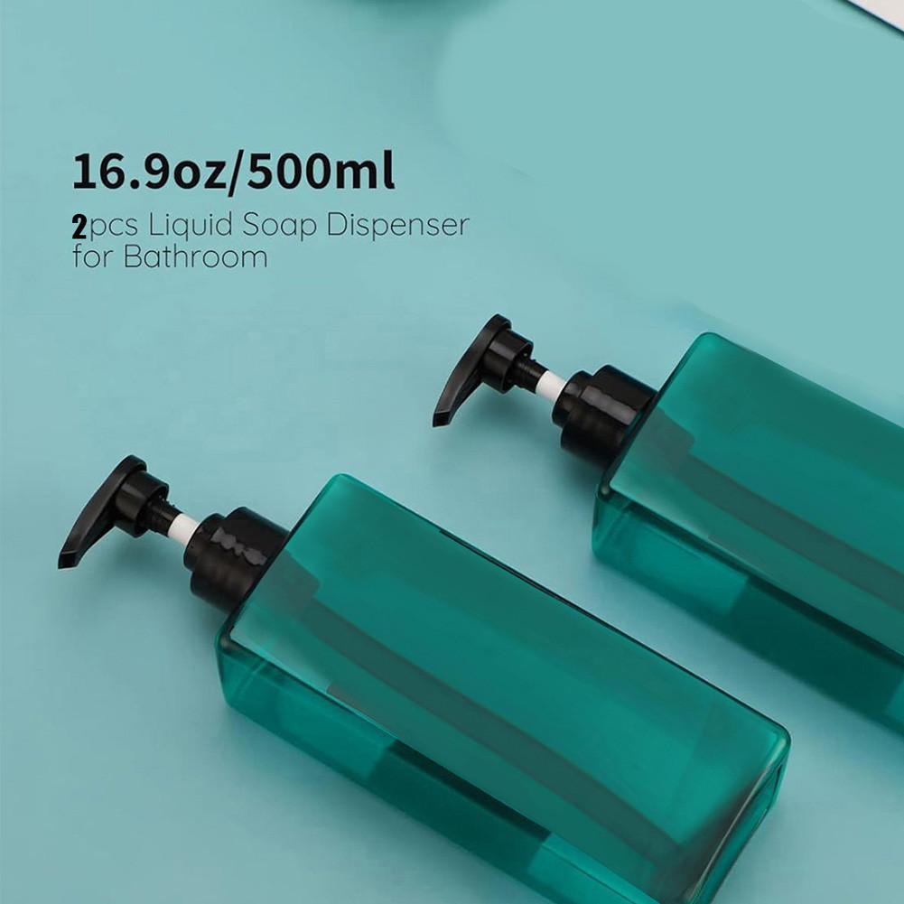 2pcs/set 500ml Square Empty Lotion Bottles with Labels Refillable Bottle Dispenser Containers Soap and Dish Soap Dispenser