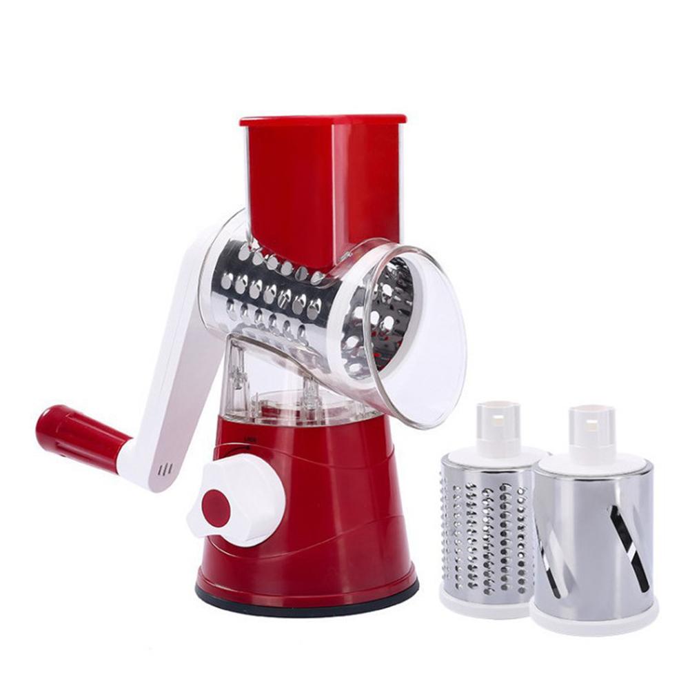 Hand-Crank Vegetable Cutter & Slicer Manual Kitchen Cheese Chopper Machine With 3 Adjustable Sharp Drums Multi-Function Garlic Potato Shredder