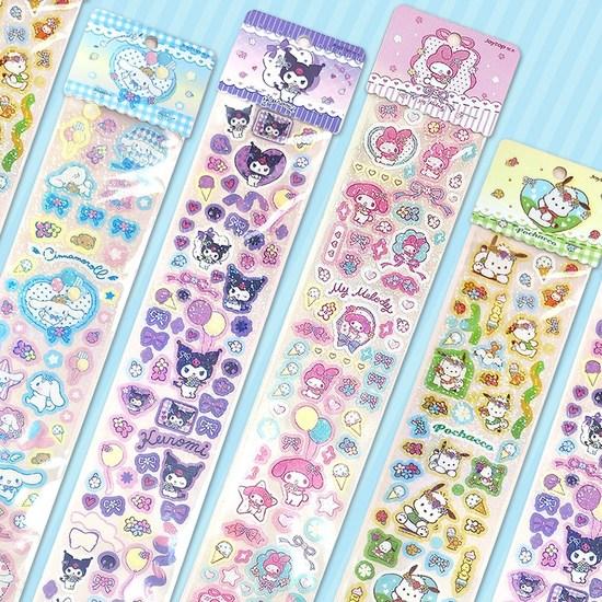 Sanrio Hologram Sticker Set Cinnamoroll Kuromi My Melody Pochacco 4-piece Set, a Popular Character In Korea