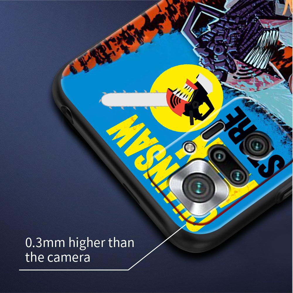 Luxury Black Phone Case For Xiaomi Redmi Note 11 10 9 8 7 Pro 9S 9A 9C 10s 8T K40 10C 10S Funda Cover Anime Chainsaw Man