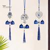 Blue Evil Eyes Wind Chime with 2 Bells Indoor Outdoor Garden Patio Outdoor Hanging Elephant Heart Butterfly Tree Metal Wind Bell Decoration
