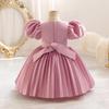 Baby Party Dresses for Girls 2024 Summer Vintage Court Ceremony Birthday Party Ball Gown Puff Sleeve Toddler Kids Princess Dress