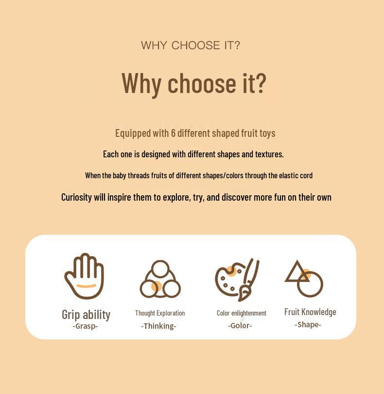 Rainbow Fruit Shape Cognition Toy for Infant Fine Motor Training