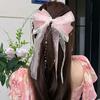 Bow Spring Clip Crystal Twisted Beads Streamer Women Girls Pink Sweet Hairpin Hair Clip Fashion Girls Hair Accessories Headwear