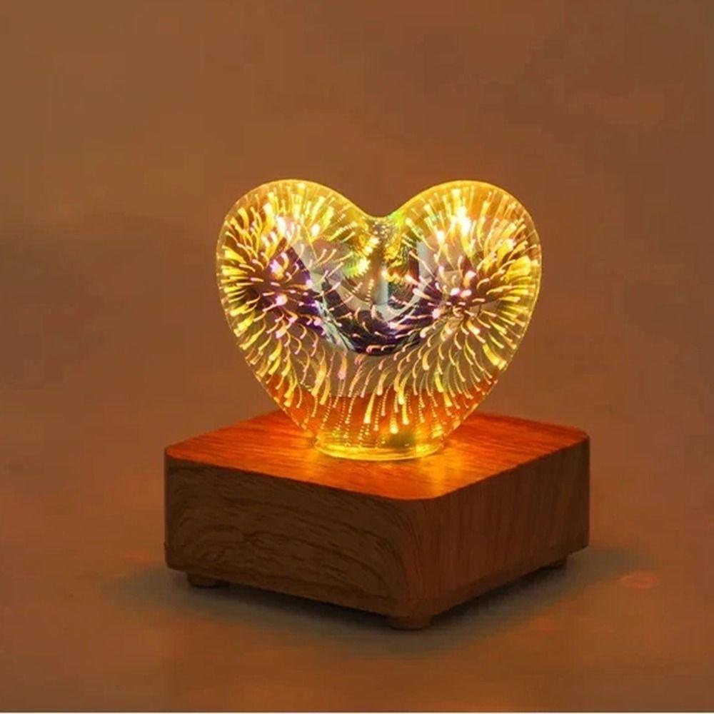Colorful 3D Fireworks Night Light Romantic Atmosphere Heart Shaped Atmosphere Lights Living Room