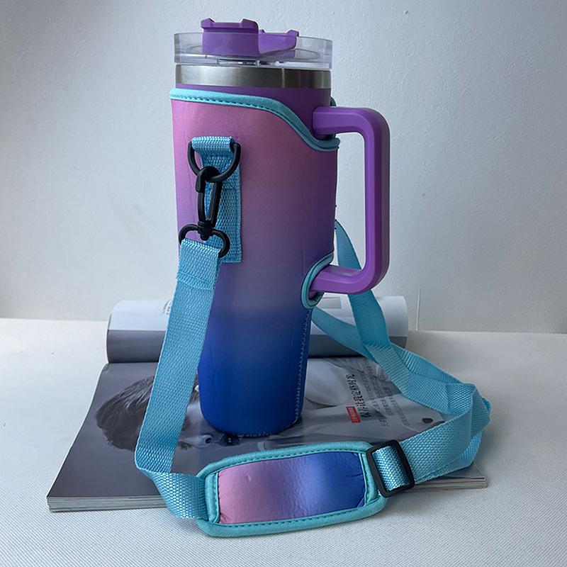 40Oz Water Bottle Carrier Bag Adjustable Shoulder Strap Mug Cups Sleeve Solid Color Bottle Holder For Outdoor Hiking