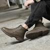 Men High Top Workwear Boots PU Low Heel Round Toe Lace Up Fashionable Classic Men Shoes