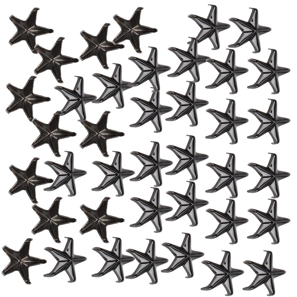 200Pcs Star Rivets 5‑Pointed Star Claw Nails DIY Bags Hats Decoration Accessories 10MMBlack