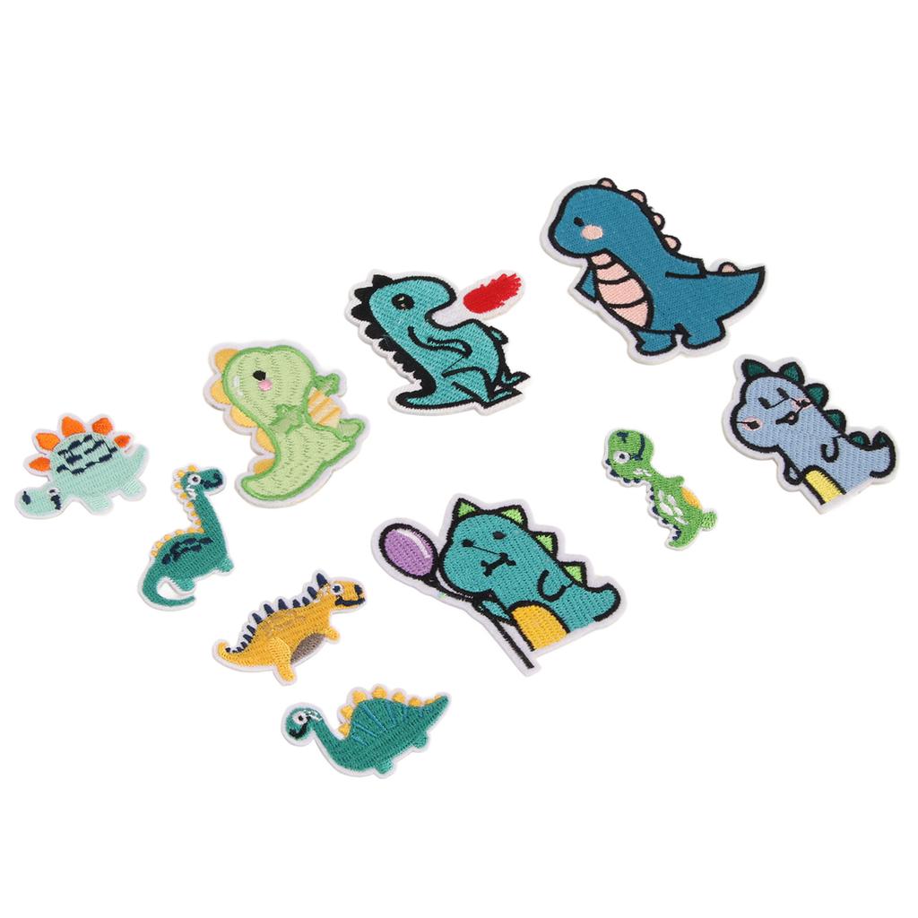 10Pcs Sew On Patches Dinosaur Shape Cute DIY Easy To Use Embroidery Applique for Clothes