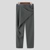 INCERUN Men Autumn Spring Solid Color Zipper Waist Trousers Casual Irregular Wide Leg Pants