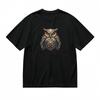 Women's Trend T-Shirt Mechanical Owl Artwork with Yellow Glowing Optics Design