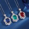 Jewelry Copper Bottom Gold-Plated European Simulation Emerald Red Corundum Luxury Inlaid With Fat Square 12 * 16 Pendant Necklace Female