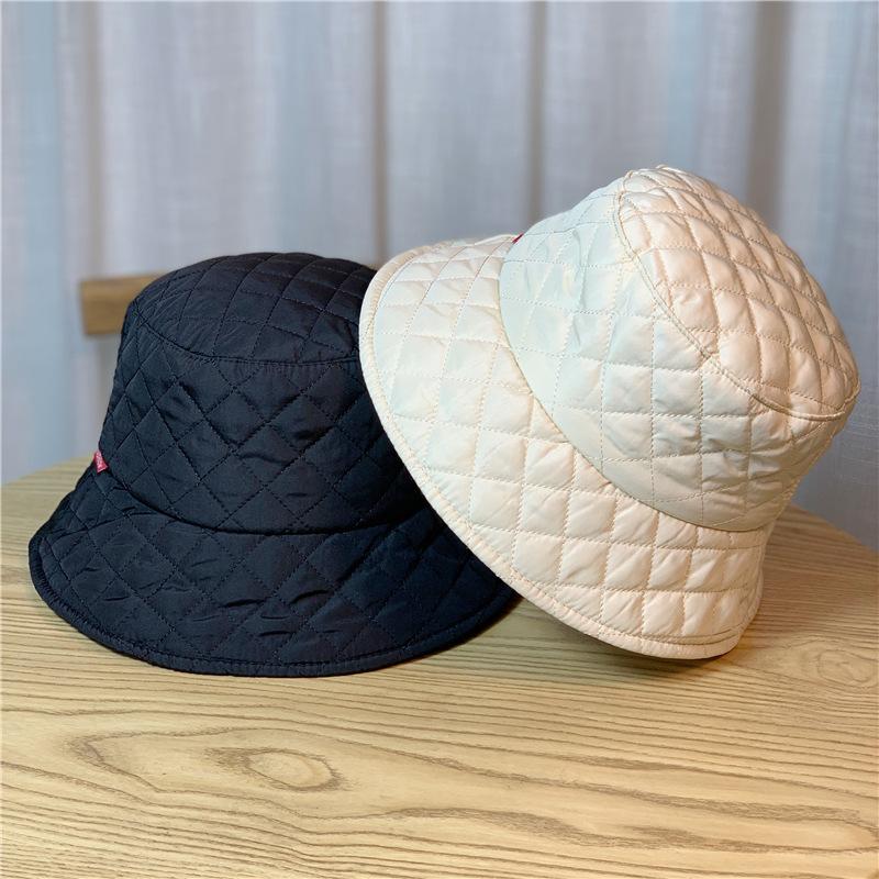 Rhombus Bucket Hat Women's Autumn and Winter Warm Fashion Basin Hat,Winter Bucket Hat for Men and Women - Thickened Solid Color Warm Fisherman Cap