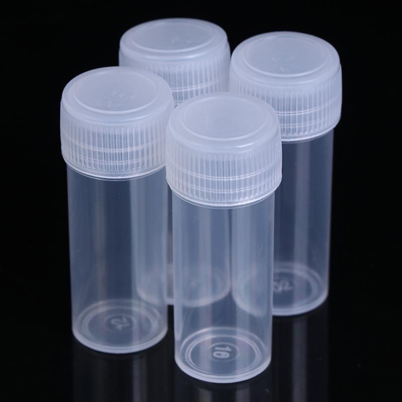 10Pcs 5Ml Plastic Test Tubes Vials Sample Container With Cap For Chemistry