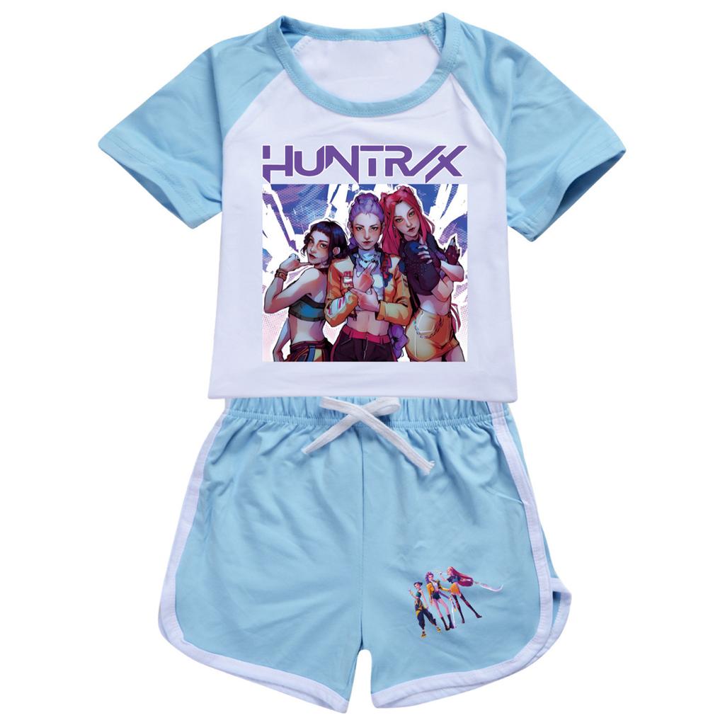 Kids Summer Sport T-Shirt And Shorts 2 Piece Outfit Tracksuit Set Short Sleeve Print Crop Tops With Clothing Set