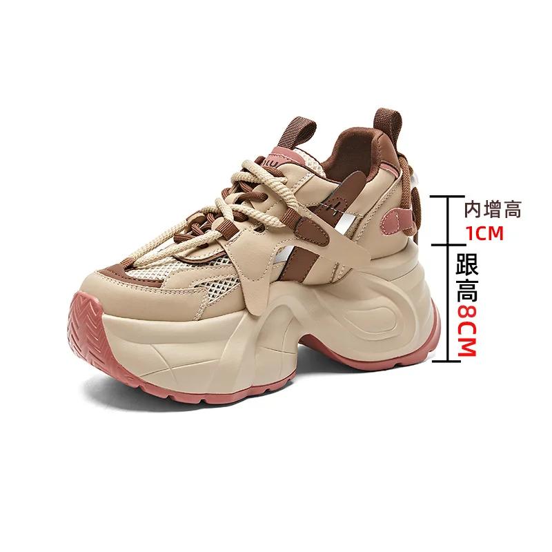 2025 Women's Platform Shoes Sneakers Genuine Leather Women's Casual Shoes Wear-resistant Sports Shoes for Women Tenis De Mujer