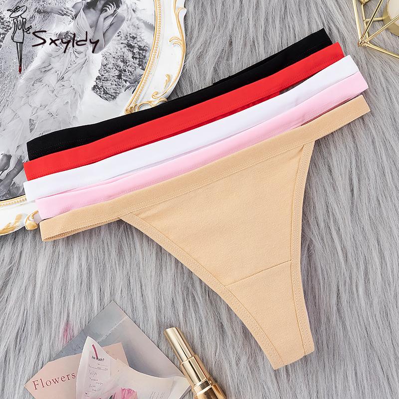 Sexy Women Cotton G String Thongs Low Waist Seamless Female Underpants Solid Color High Elasticity Underwear Lingere