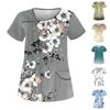 Women's Casual Print Short Sleeve Sloping Collar Workwear Top With Double Pockets