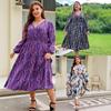 V-neck Loose Waisted Plus Size Women's Dress Printed Fashion Dresses