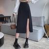 High Waist Slim A-Line Slit Skirt for Women - Stylish Korean Medium Length