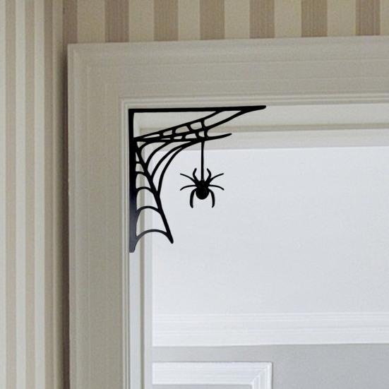 Хэллоуин паутина дверная рама украшения деревенский деревянный черный паук паутина дверной угловой знак домашний офис передняя дверь Топпер няня орнамент
