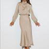 Elegant Satin Long-Sleeve Evening Dress for Women