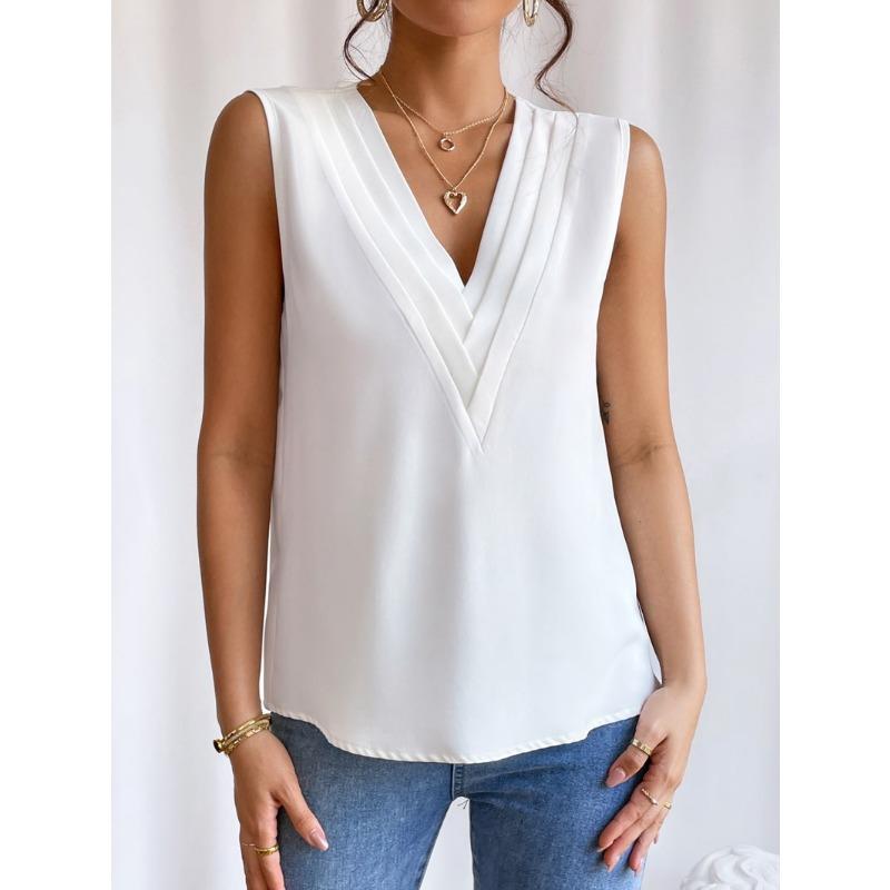 Women's Vest Summer Multi-Layered V-Neck Solid Colour Vest Women's Sleeveless Tops