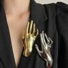 Large Smooth Palm Brooch Golden Suit Pins Creative Metal Brooch  Men