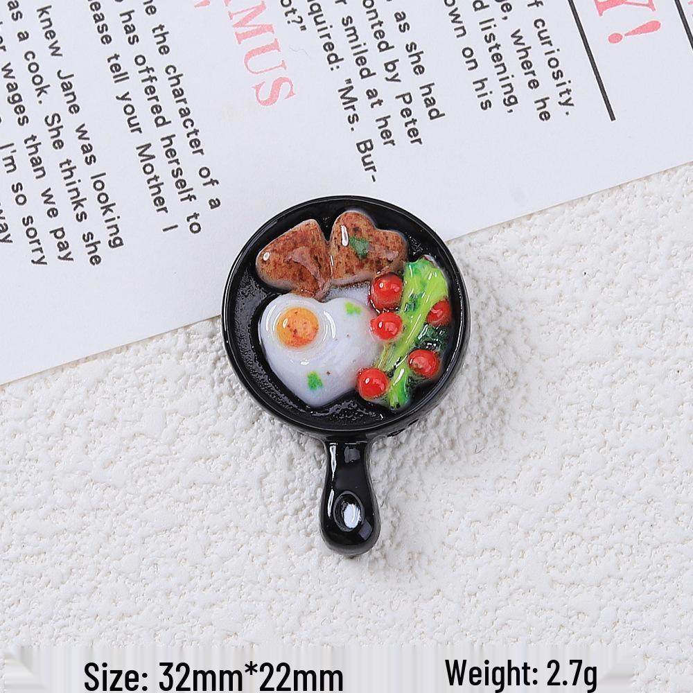 Resin Breakfast Toy Food: Frying Pan Cream & DIY Hair Clip Magnet Accessories